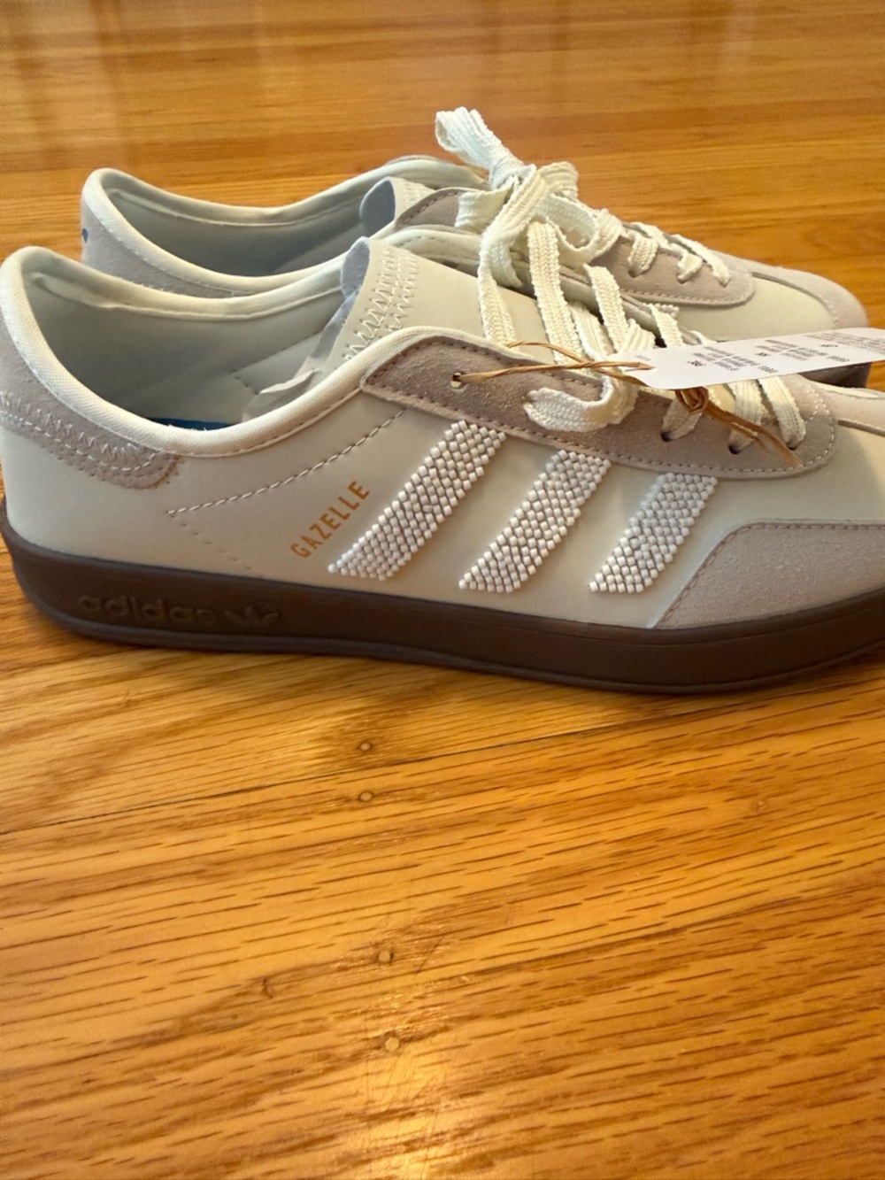 adidas Gazelle Cream White Sneakers with Brown Sole